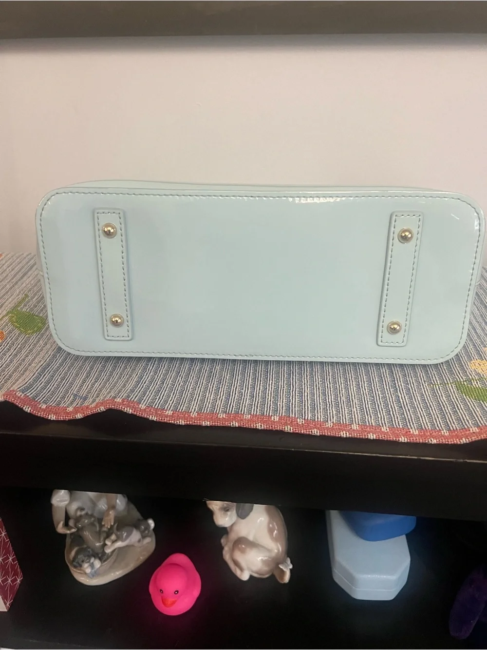 Dooney & Bourke Beacon Patent Leather Tote Light Blue